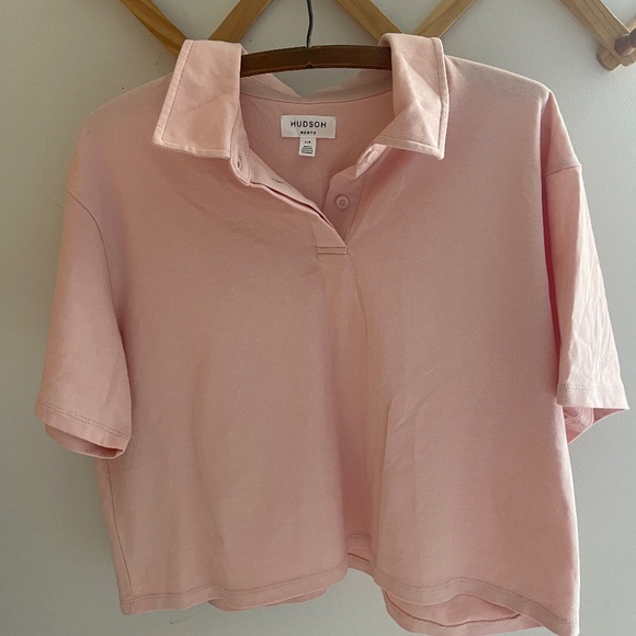 Hudson pink blush collar tee boxy shirt size large - Picture 1 of 2